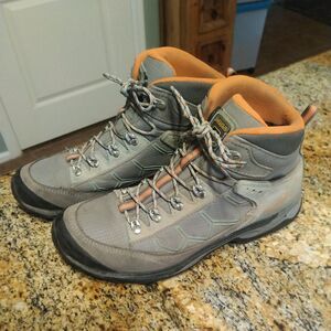 Asolo Falcon GV Hiking Boots, Women's Size 6.5 M, Gray/Blue/Orange MSRP $250